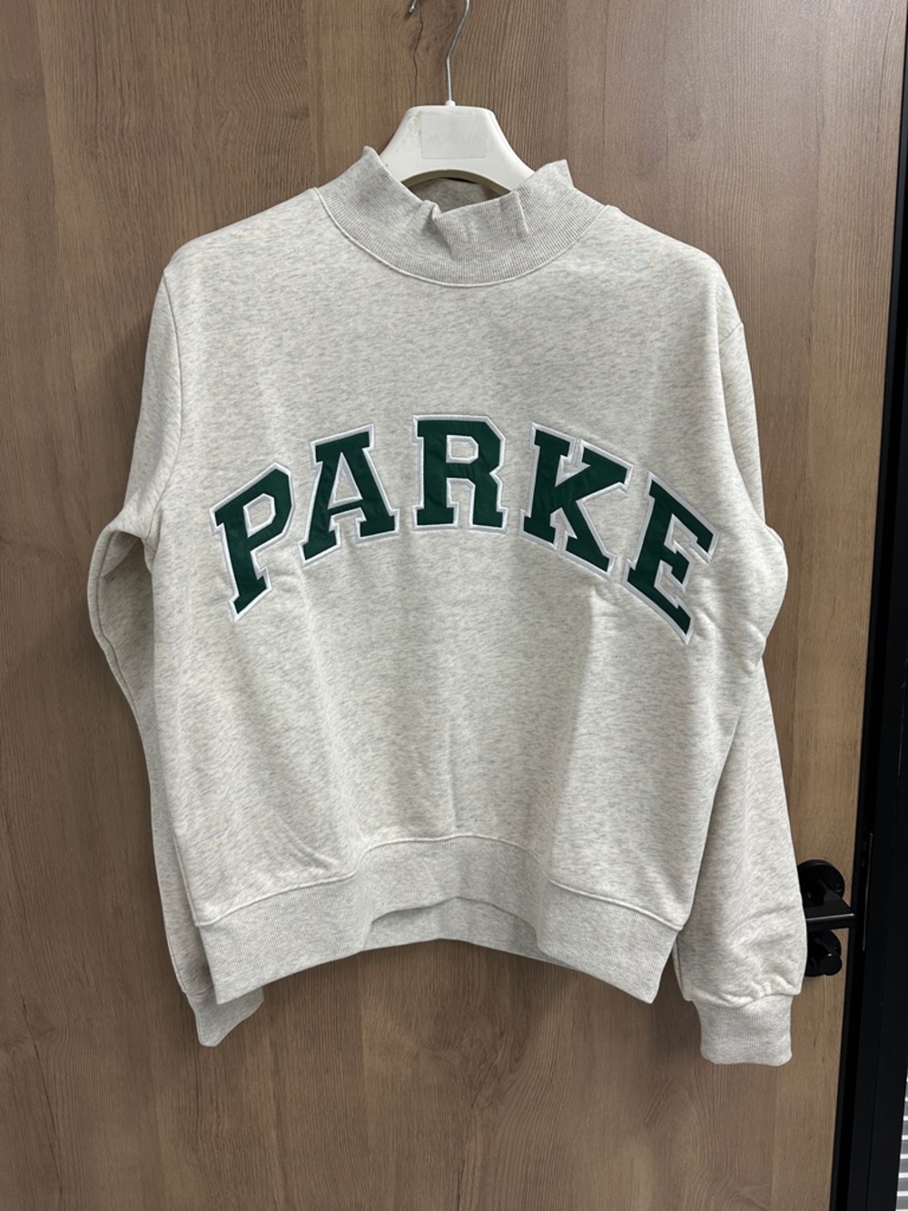 Parke Green Logo Heather Grey Mock Neck Sweatshirt